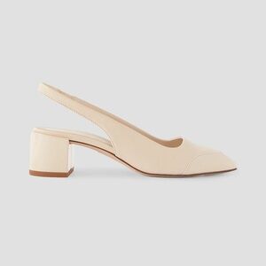 Aeyde Ingrid patent-leather trimmed textured-leather slingback pumps - 38